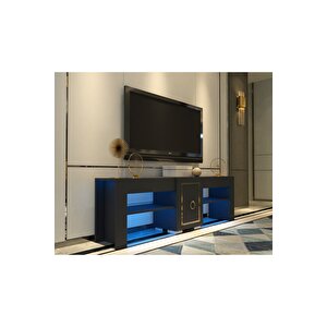 Ervadh Ledli Tv Sehpası (alt Modül) Antrasit Altın Antrasit Gold