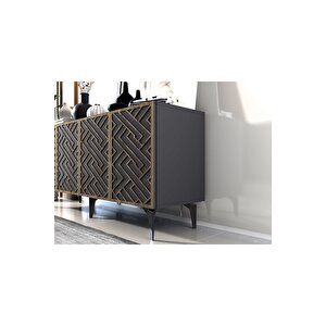 Vi̇tadh Lazer Kesi̇mli̇ 4 Kapakli  Konsol Antrasi̇t-(cevi̇z Desen) Antrasit