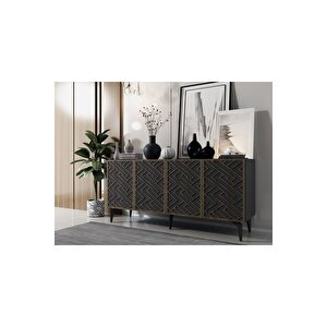 Vi̇tadh Lazer Kesi̇mli̇ 4 Kapakli  Konsol Antrasi̇t-(cevi̇z Desen) Antrasit