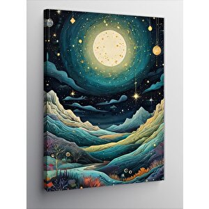 Kanvas Tablo Dolunay Ve Dağlar 50x70 cm