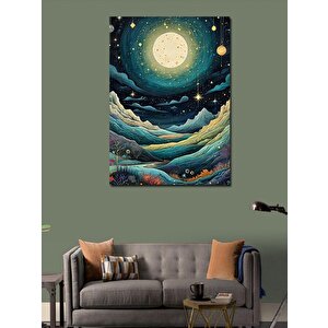 Kanvas Tablo Dolunay Ve Dağlar 100x140 cm
