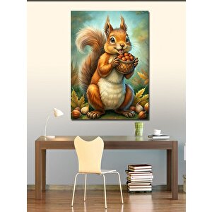 Kanvas Tablo Fındık Tutan Sincap 50x70 cm