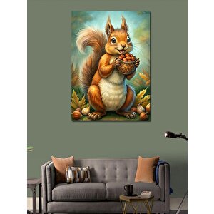 Kanvas Tablo Fındık Tutan Sincap 50x70 cm