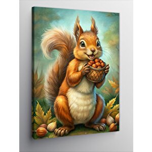 Kanvas Tablo Fındık Tutan Sincap 70x100 cm