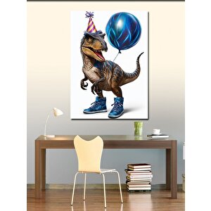Kanvas Tablo Mavi Balonlu Dinozor 50x70 cm