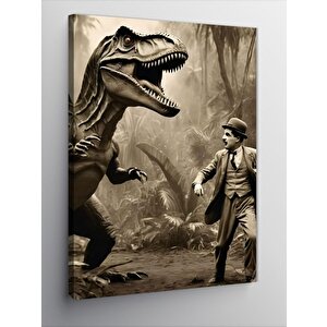 Kanvas Tablo Charlie Chaplin Ve Dinazor 100x140 cm
