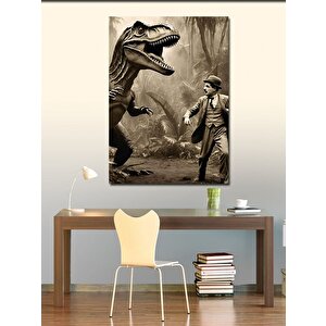Kanvas Tablo Charlie Chaplin Ve Dinazor 100x140 cm