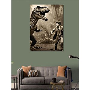 Kanvas Tablo Charlie Chaplin Ve Dinazor 100x140 cm
