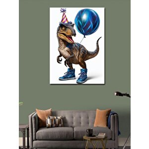 Kanvas Tablo Mavi Balonlu Dinozor 100x140 cm