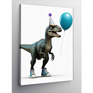 Kanvas Tablo Parti Şapkalı Dinozor 70x100 cm