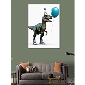 Kanvas Tablo Parti Şapkalı Dinozor 70x100 cm