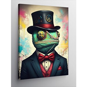 Kanvas Tablo Şapkalı İguana 70x100 cm