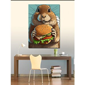 Kanvas Tablo Hamburger Yiyen Sincap 50x70 cm