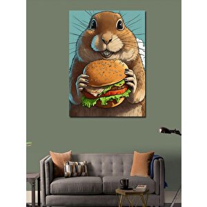 Kanvas Tablo Hamburger Yiyen Sincap 50x70 cm