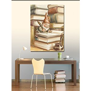 Kanvas Tablo Kitaplar Ve Yaşlı Cüce 70x100 cm