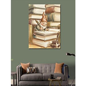 Kanvas Tablo Kitaplar Ve Yaşlı Cüce 70x100 cm