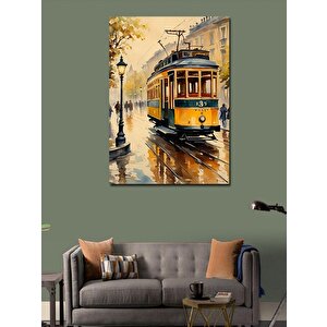 Kanvas Tablo Sarı Tramvay 100x140 cm