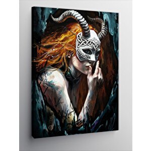 Kanvas Tablo Maske Ve Boynuz 100x140 cm