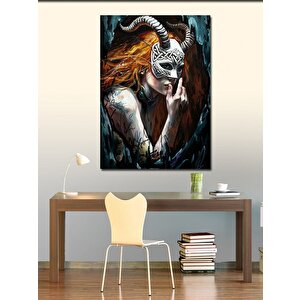 Kanvas Tablo Maske Ve Boynuz 100x140 cm