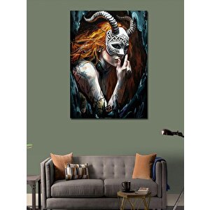 Kanvas Tablo Maske Ve Boynuz 100x140 cm
