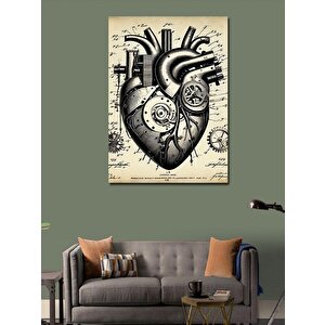 Kanvas Tablo Mekanik Kalp 70x100 cm