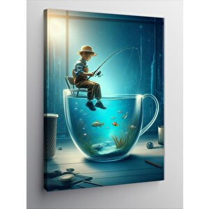 Kanvas Tablo Fincanda Balıkçı Çocuk 70x100 cm