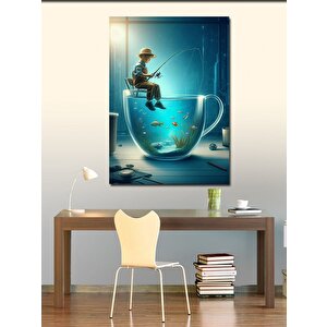 Kanvas Tablo Fincanda Balıkçı Çocuk 70x100 cm