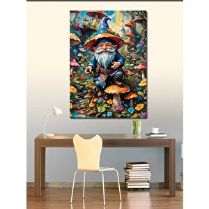 Kanvas Tablo Ormanda Mantarlar Ve Cüce 50x70 cm