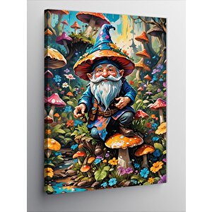 Kanvas Tablo Ormanda Mantarlar Ve Cüce 100x140 cm