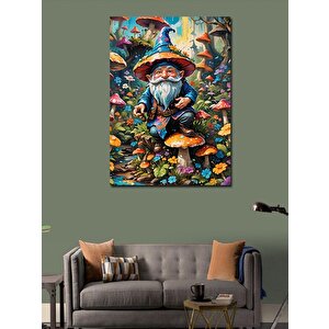 Kanvas Tablo Ormanda Mantarlar Ve Cüce 100x140 cm