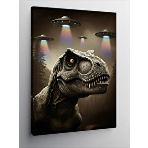 Kanvas Tablo Dinozor Ve Ufo'lar 70x100 cm