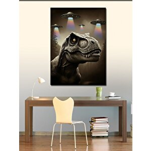 Kanvas Tablo Dinozor Ve Ufo'lar 70x100 cm