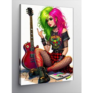 Kanvas Tablo Rock Müzik Ve Kız 50x70 cm