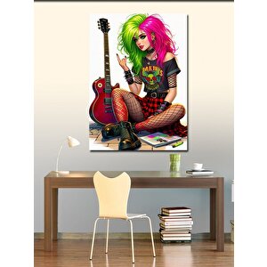Kanvas Tablo Rock Müzik Ve Kız 50x70 cm