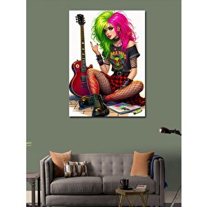 Kanvas Tablo Rock Müzik Ve Kız 50x70 cm
