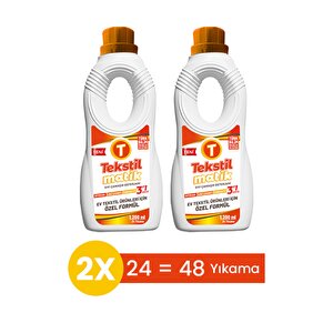 Ev Tekstili 3'ü 1 Arada Sıvı Vegan Çamaşır Deterjanı 2 Adet 1200 Ml