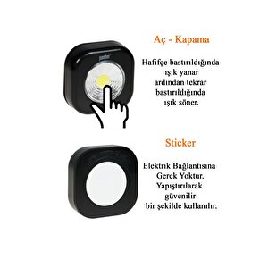 Pt-1114 Dolap İçi Lamba Kare Siyah - Cob Led