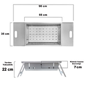 Büyük Boy Katlanır Mangal Portatif Taşınabilir Çantalı Piknik Mangalı 35x55cm