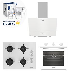 Beyaz Cam Ankastre Set (su Arıtma Sürahisi Hediyeli) 535 Hw -159 Gwh - 321 W Turbo