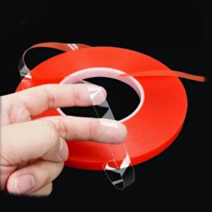 Kırmızı Polyester Çift Taraflı Bant 12mmx50mt Çift Taraflı Polyester Bant