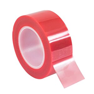 Kırmızı Polyester Çift Taraflı Bant 50mmx50mt Çift Taraflı Polyester Bant