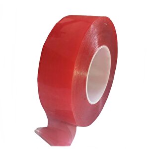Kırmızı Polyester Çift Taraflı Bant 50mmx50mt Çift Taraflı Polyester Bant