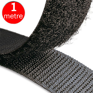 Aletçantam Cırt Cırt Bant 2 Cm X 1 Metre Çift Taraflı Cırtlı Dikilebilir Siyah Amerikan Fermuarı Bandı