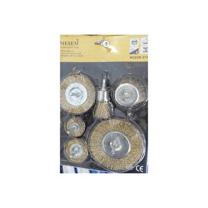 6 Parça Pimli Matkap Tel Fırça Seti (38mm+50mm+75mm+100mm) Dairesel +25mm Kalem+75mm Çanak