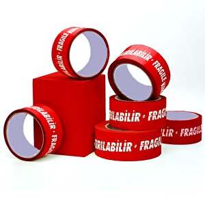 Fragile Kırılır Baskılı Koli Bandı 5cmx100m Kırılır Fragile İngilizce Kırılır Uyarı Bant
