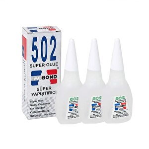 502 Japon Yapıştırıcı 3 Adet Evobond 502 Süper Yapıştırıcı 20gr