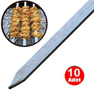 Tavuk Kanat Şiş Yassı Demir Mangal Barbekü Ciğer Kebap Sebze Şişi 50cm - 10 Adet
