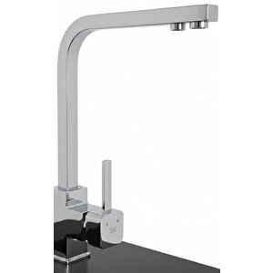 Kare Lux Arıtma Çıkışlı 3 Yollu Mutfak Eviye Bataryası