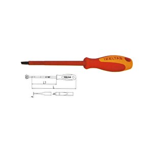 İzeltaş Düz Uçlu Tornavida Elektrikçi İzoleli 1000v 2,5x75 Mm