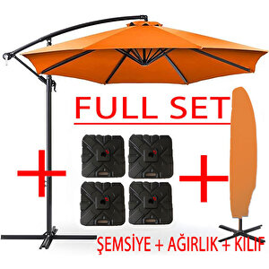 3 Mt 8 Kaburga Full Demir 21 Kg Turuncu Bahçe Şemsiyesi Full Set Havuz Şemsiyesi Büyük Şemsiye